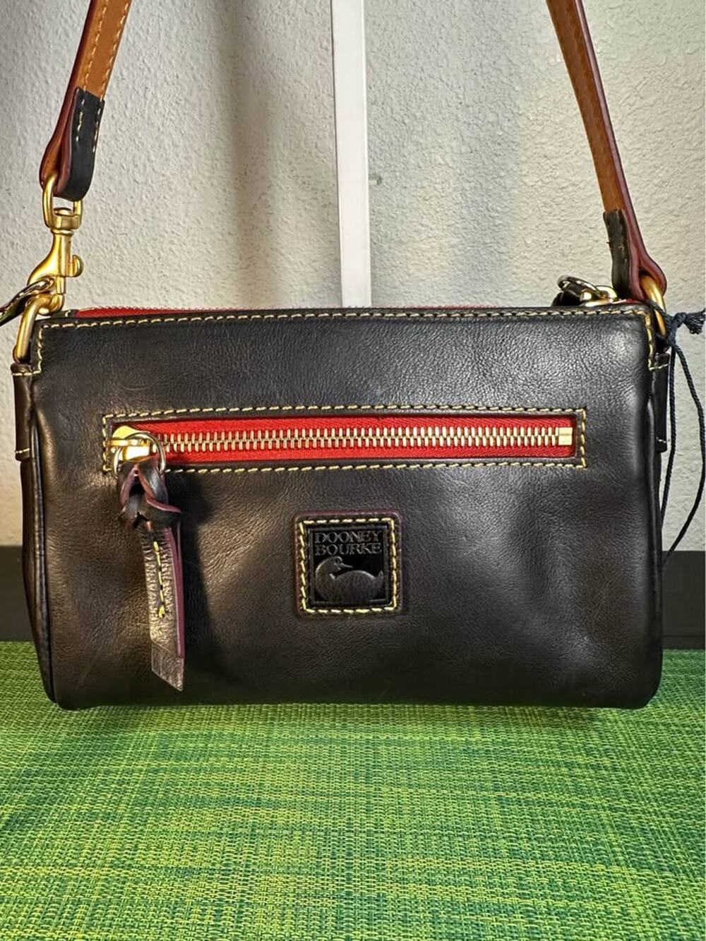 Dooney & Bourke Florentine Leather Pocket Crossbody in Navy Blue